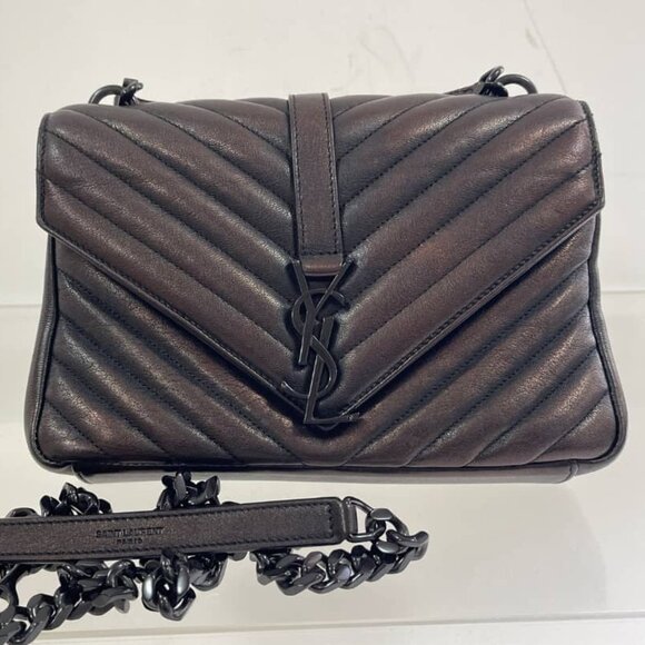 ♥️Saint Laurent Collége Monogramme Matelasse Chevron Leather Medium Should Bag♥️ - Picture 1 of 16